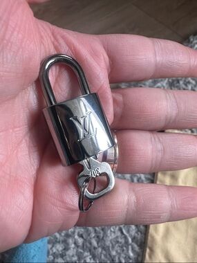 Louis Vuitton Silver-Tone LV Padlock and Key Charm